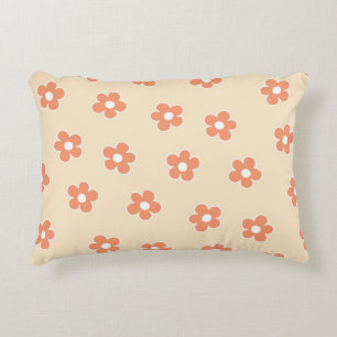 Cojín Decorativo Floral Retro Caprichoso de Melocotón y Naranja, Al