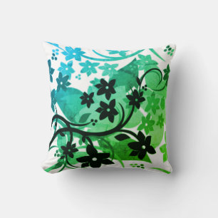 Cojín Decorativo [Floral Retro] Diseño Gráfico Botánico Greenleaf