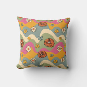 Cojín decorativo floral retro inspirado de los año