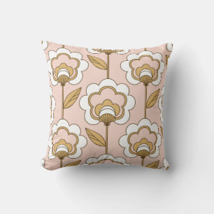 Cojín Decorativo Floral retro: patrón vintage sin soldadura.
