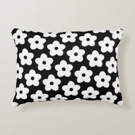 Cojín Decorativo Floral Retro y Alegre en Blanco y Negro Caprichoso