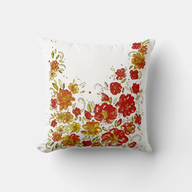 Cojín Decorativo Floral roja (Anverso)