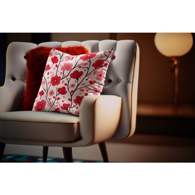 Cojín Decorativo Floral roja romántica (Subido por el creador)