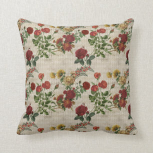 Cojín Decorativo Floral roja y amarilla vintage