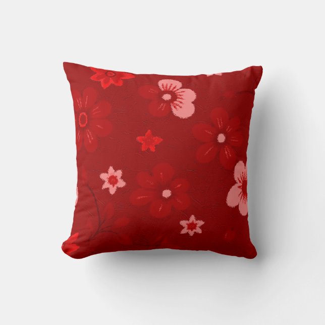 Cojín decorativo floral rojo (Anverso)