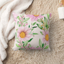 Cojín decorativo floral rosa
