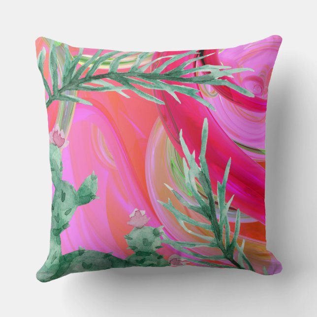 Cojín Decorativo floral rosa abstracto (Reverso )