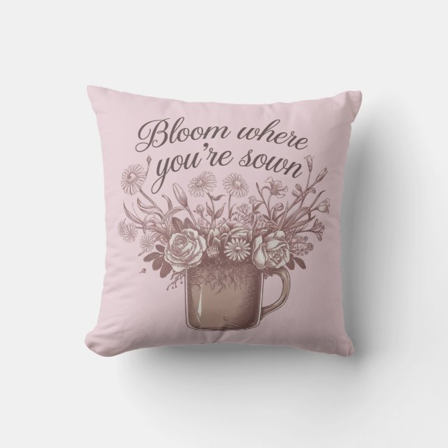 Cojín Decorativo Floral rosa con motivos elegantes (Anverso)