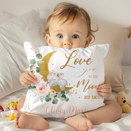 Cojín Decorativo Floral rosa elefante te ama a la luna y atrás