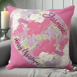 Cojín Decorativo Floral rosa Hibiscus Merry Christmas Garden Cuidad