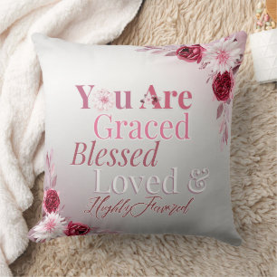 Cojín Decorativo Floral rosa honrada bendita favorita Inspiradora