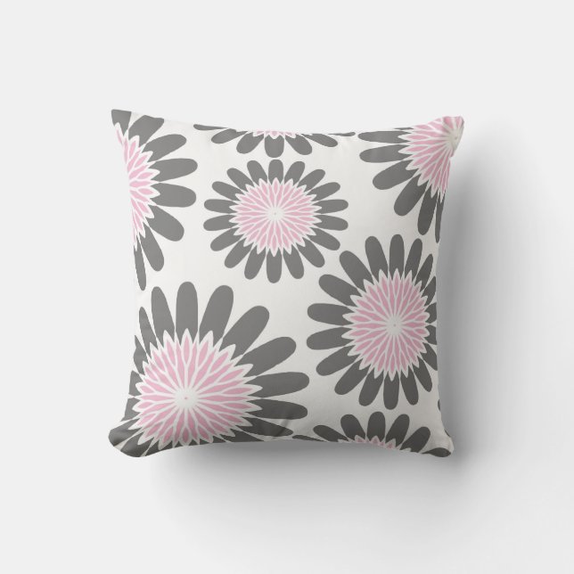 Cojín Decorativo Floral rosa-n-gris (Anverso)