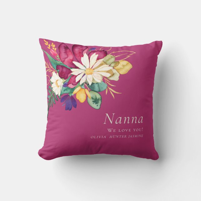Cojín Decorativo Floral rosa personalizada nanna elegnat (Anverso)