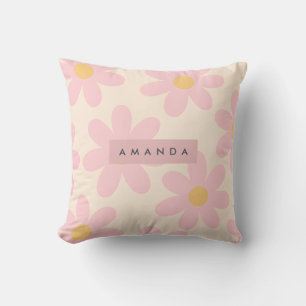 Cojín Decorativo Floral Rosa Personalizada Retro Daisy
