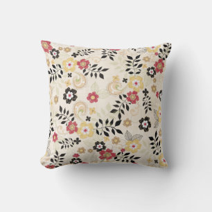 Cojín decorativo floral rosa y amarillo