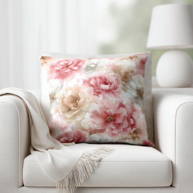 Cojín Decorativo Floral Rosa y Beige (Subido por el creador)
