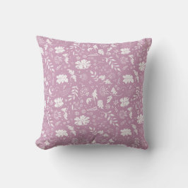 Cojín decorativo floral rosa y blanco