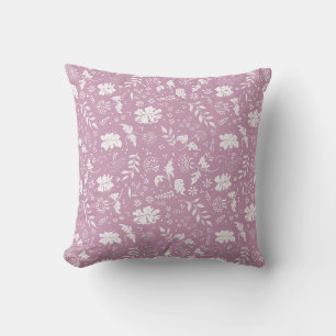 Cojín decorativo floral rosa y blanco