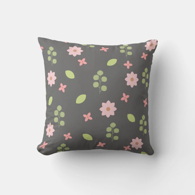 Cojín decorativo floral rosado (Anverso)