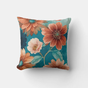Cojín Decorativo Floral Rustic Blue and Rust Boho