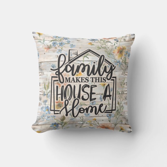 Cojín Decorativo Floral rústica familiar (Anverso)