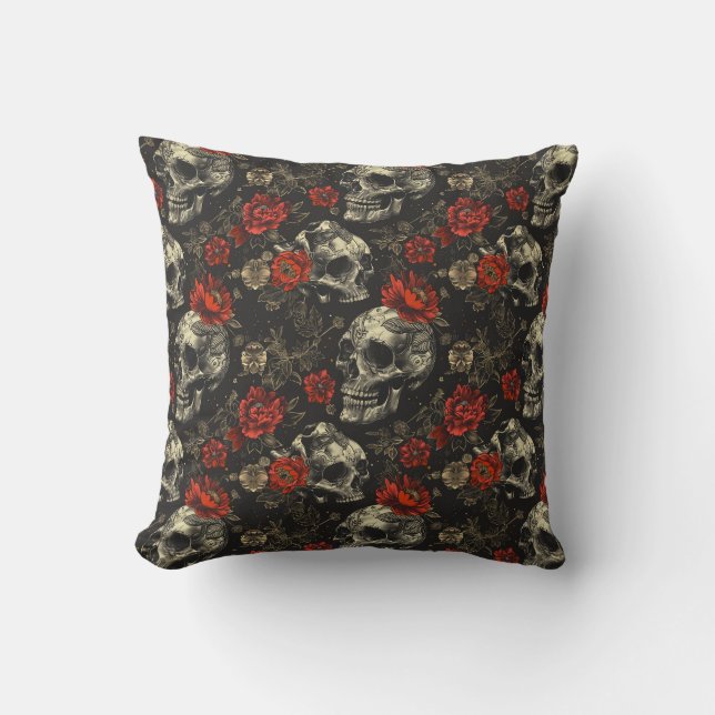 Cojín decorativo floral Skull (Anverso)