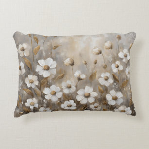 Cojín Decorativo Floral Taupe Dorado Gris Neutro