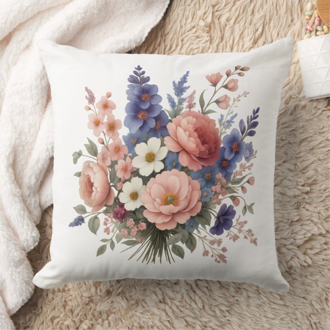 Cojín Decorativo Floral Throw Pillow Elegant Spring Bouquet Cushion (Manta)
