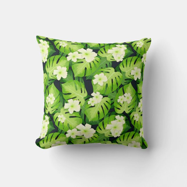 Cojín decorativo floral tropical (Anverso)