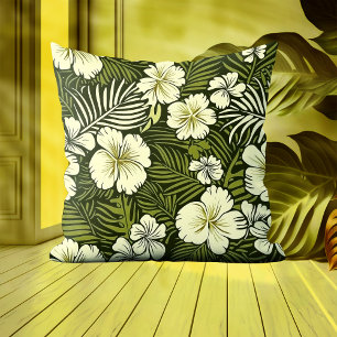 Cojín Decorativo Floral tropical amarilla y verde