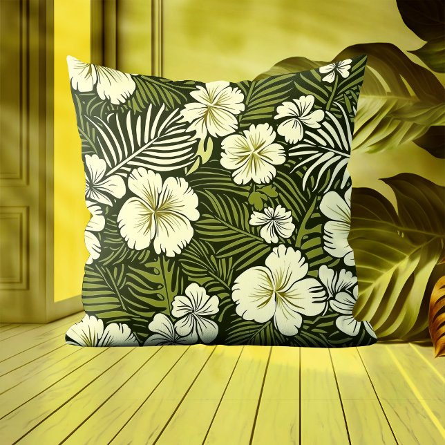 Cojín Decorativo Floral tropical amarilla y verde (Subido por el creador)