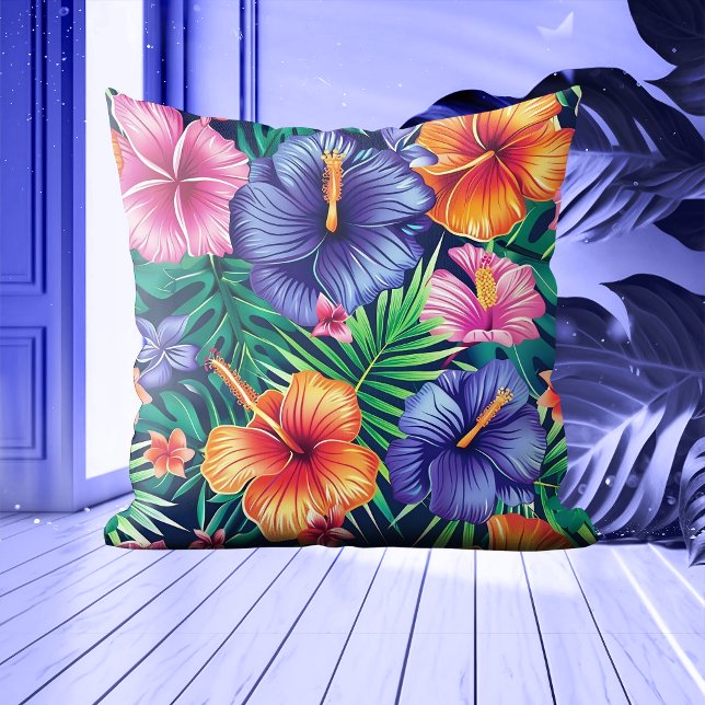 Cojín decorativo floral tropical brillante (Subido por el creador)