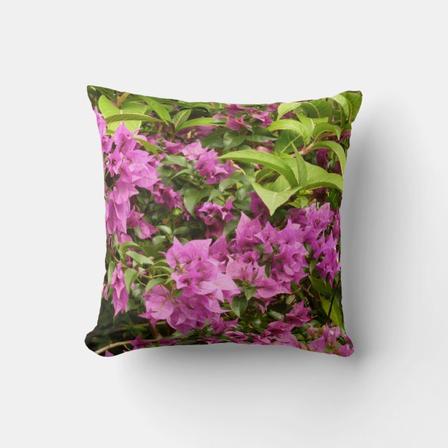 Cojín Decorativo Floral Tropical Morada Bougainvillea (Anverso)