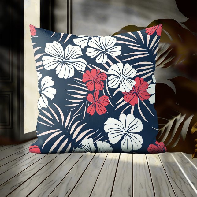 Cojín Decorativo Floral tropical rosa y marina (Subido por el creador)