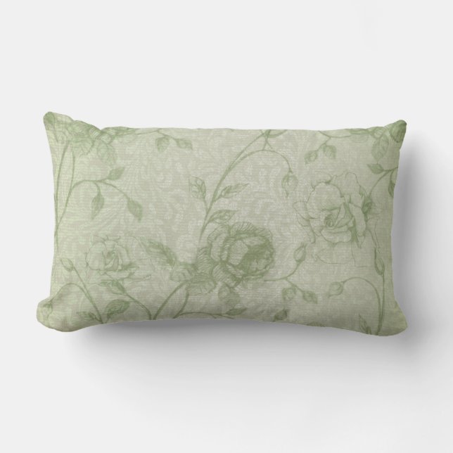 Cojín decorativo floral verde (Anverso)