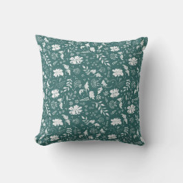 Cojín decorativo floral verde y blanco