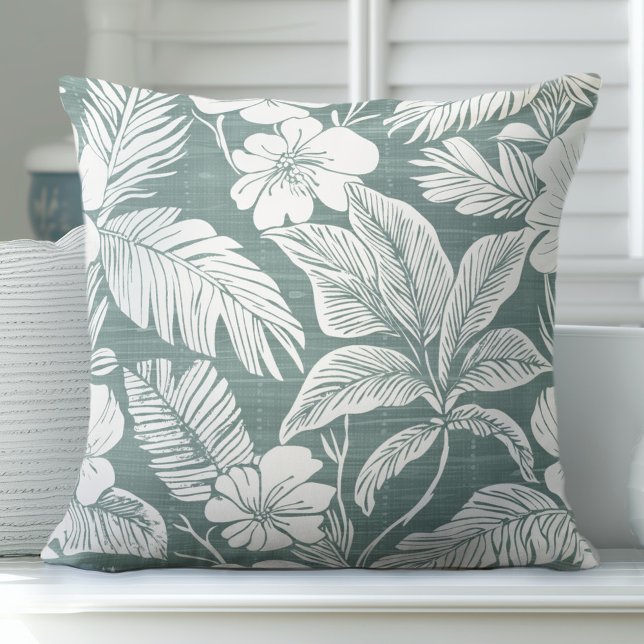 Cojín decorativo floral verde y blanco verde azula (Subido por el creador)