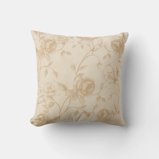 Cojín decorativo floral verde y rosa (Anverso)