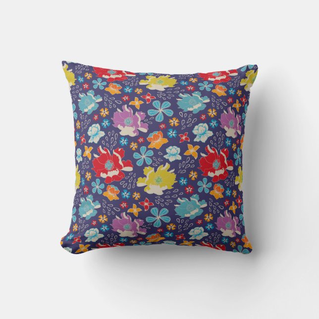 Cojín Decorativo Floral Vibrante (Anverso)