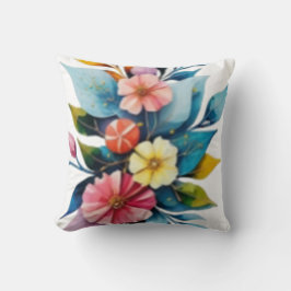 Cojín Decorativo floral vibrante pastel