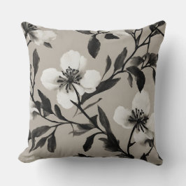 Cojín Decorativo Floral Vintage Blanco y Negro 