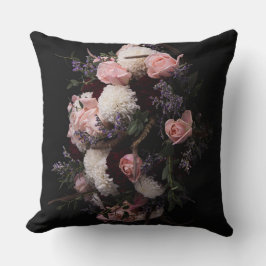 Cojín decorativo floral vintage burgundy creamy