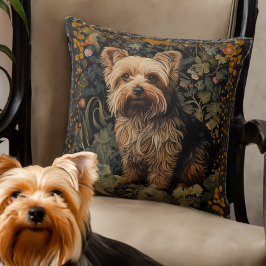 Cojín Decorativo Floral vintage de Yorkshire Terrier Yorkie Dog