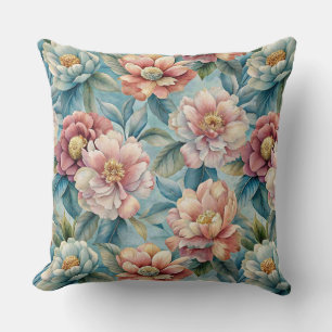 Cojín Decorativo Floral Vintage Melocotón y Azul Patel Rosa