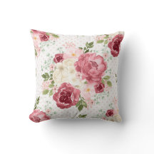 Cojín decorativo FLORAL Vintage WATERCOLOR ROSES D