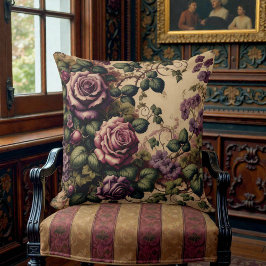 Cojín Decorativo Floral Violeta Victoriano Antiguo
