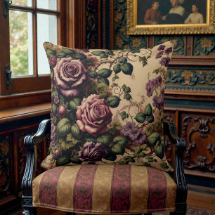 Cojín Decorativo Floral Violeta Victoriano Antiguo