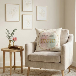 Cojín Decorativo Floral Watercolor Mom Quote Pillow Design