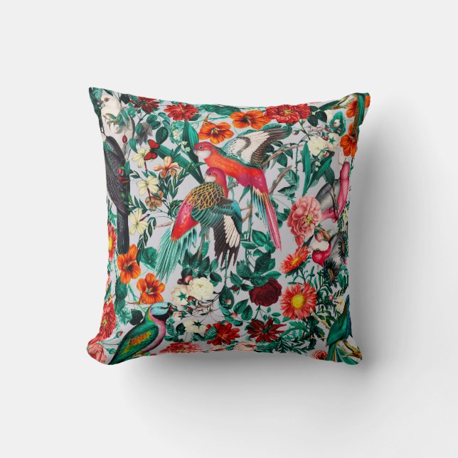COJÍN DECORATIVO FLORAL Y AVES XIV-II (Anverso)