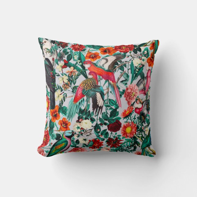 COJÍN DECORATIVO FLORAL Y AVES XIV-II (Anverso)